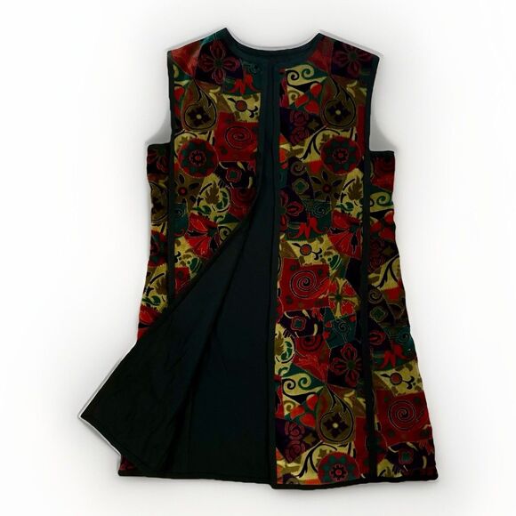 Vintage Handmade Womens Sleeveless Vest Jacket Reversible Velour Size Medium - Picture 2 of 14